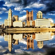 Photo:  Skyline along the riverfront in downtown Columbus